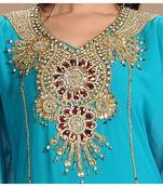 turquoise georgette embroidered zari work islamic-kaftans
