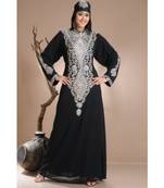 Black georgette embroidered zari work islamic-kaftans