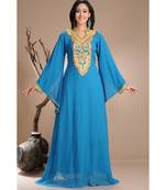 turquoise georgette embroidered zari work islamic-kaftans
