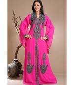 pink georgette embroidered zari work islamic-kaftans