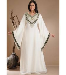 Cream georgette embroidered zari work islamic-kaftans