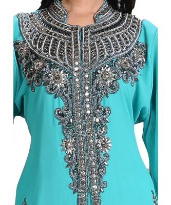 turquoise georgette embroidered zari work islamic-kaftans 2
