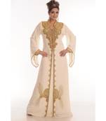 Cream georgette embroidered zari work islamic-kaftans