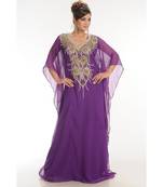 Purple georgette embroidered zari work islamic-kaftans