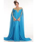 blue georgette embroidered zari work islamic-kaftans