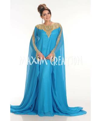 blue georgette embroidered zari work islamic-kaftans 2