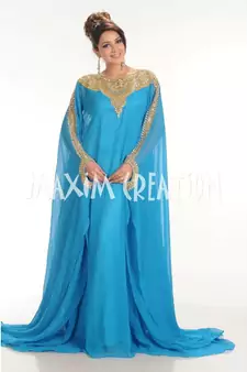 blue georgette embroidered zari work islamic-kaftans