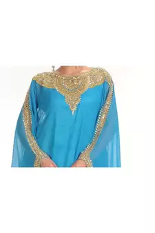 blue georgette embroidered zari work islamic-kaftans