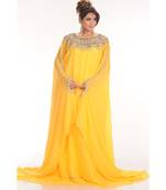 Yellow georgette embroidered zari work islamic-kaftans