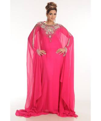 pink georgette embroidered zari work islamic-kaftans 1