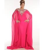 pink georgette embroidered zari work islamic-kaftans