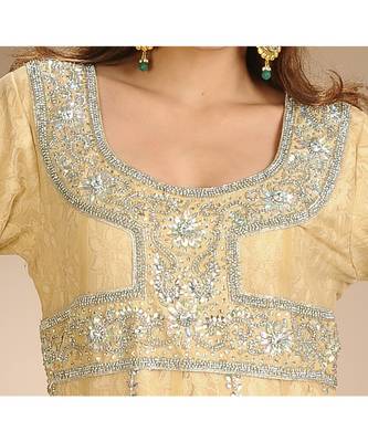 beige georgette embroidered zari work islamic-kaftans 3