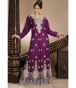 purple georgette embroidered zari work islamic-kaftans