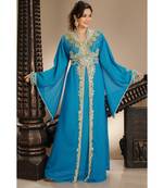 turquoise georgette embroidered zari work islamic-kaftans