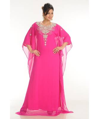 pink georgette embroidered zari work islamic-kaftans 1