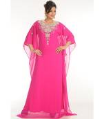 pink georgette embroidered zari work islamic-kaftans