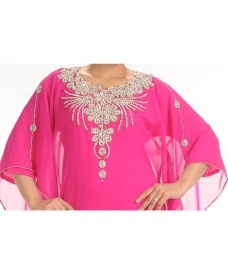 pink georgette embroidered zari work islamic-kaftans 2