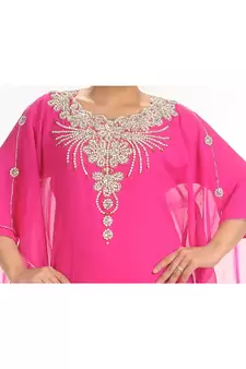 pink georgette embroidered zari work islamic-kaftans