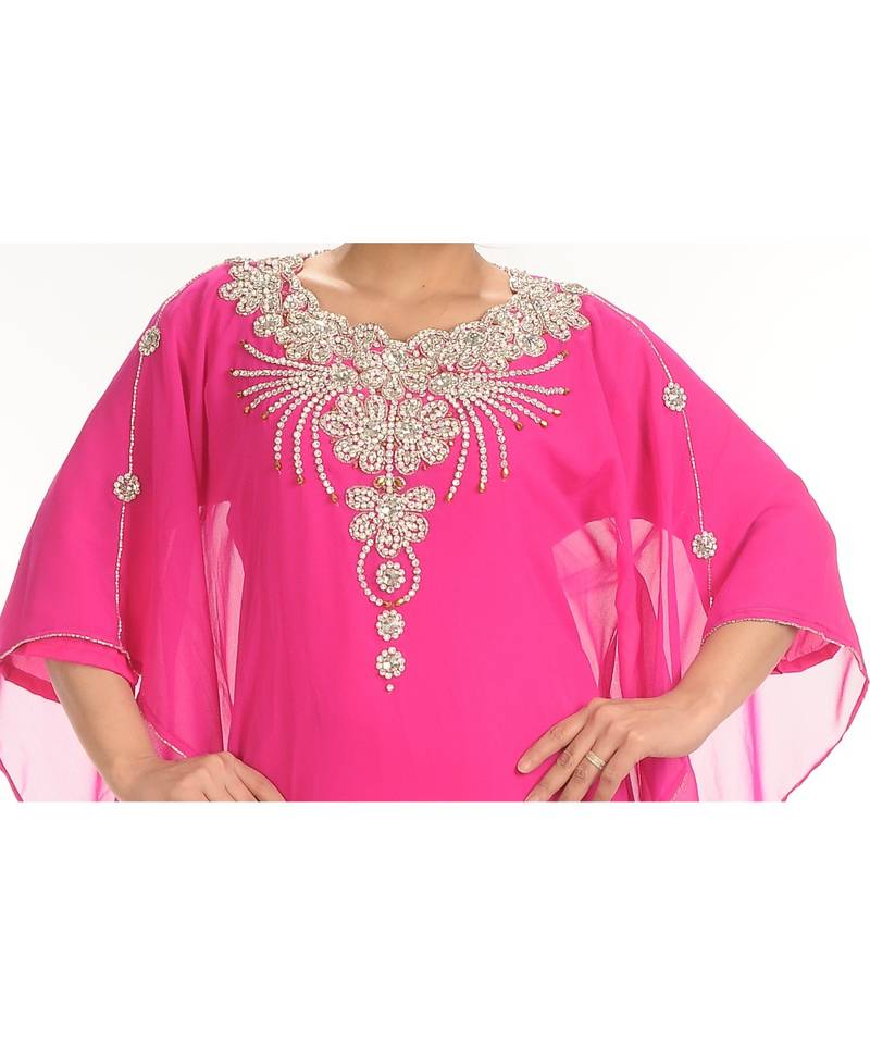 pink georgette embroidered zari work islamic-kaftans