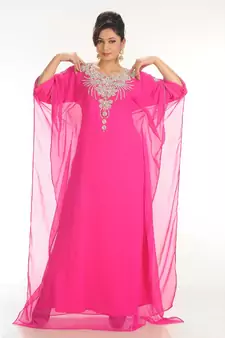 pink georgette embroidered zari work islamic-kaftans