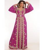 Magenta georgette embroidered zari work islamic-kaftans