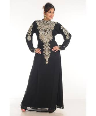 Black georgette embroidered zari work islamic-kaftans 1