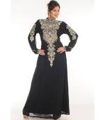 Black georgette embroidered zari work islamic-kaftans