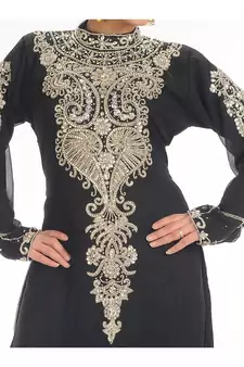 Black georgette embroidered zari work islamic-kaftans