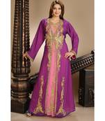 purple georgette embroidered zari work islamic-kaftans