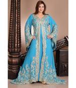blue georgette embroidered zari work islamic-kaftans