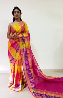 Multicolor hand woven uppada silk saree with blouse 1