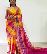 Multicolor hand woven uppada silk saree with blouse