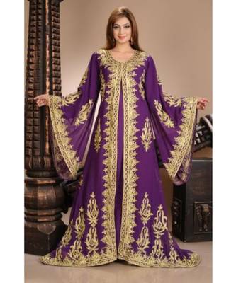 purple georgette embroidered zari work islamic-kaftans 1