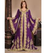purple georgette embroidered zari work islamic-kaftans