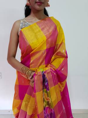 Multicolor hand woven uppada silk saree with blouse 2