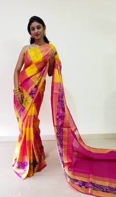 Multicolor hand woven uppada silk saree with blouse 3