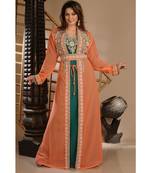 orange georgette embroidered zari work islamic-kaftans
