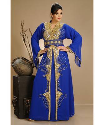 royal-blue georgette embroidered zari work islamic-kaftans 1