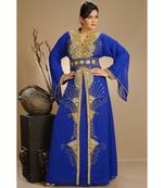 royal-blue georgette embroidered zari work islamic-kaftans