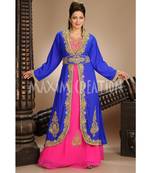 royal-blue georgette embroidered zari work islamic-kaftans