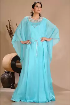 blue georgette embroidered zari work islamic-kaftans