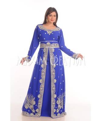 royal-blue georgette embroidered zari work islamic-kaftans 1