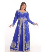 royal-blue georgette embroidered zari work islamic-kaftans