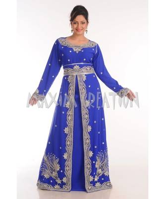 royal-blue georgette embroidered zari work islamic-kaftans 2