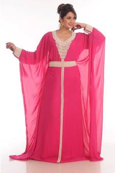 Pink georgette embroidered zari work islamic-kaftans