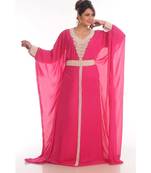 Pink georgette embroidered zari work islamic-kaftans