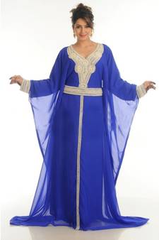 royal-blue georgette embroidered zari work islamic-kaftans