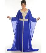royal-blue georgette embroidered zari work islamic-kaftans