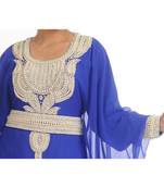 royal-blue georgette embroidered zari work islamic-kaftans