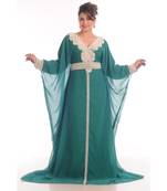 green georgette embroidered zari work islamic-kaftans